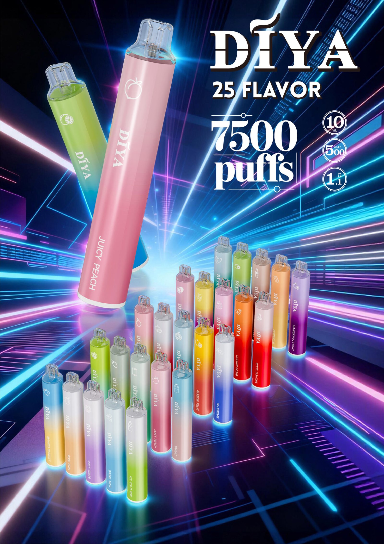 【夏日沁涼激爽】DIYA 叮啞 7500 搭載 500mAh 瞬能快充技術、回血神速戰力滿格 10ml 巨量裝載挑戰續航極限 台灣現貨:圖片 2