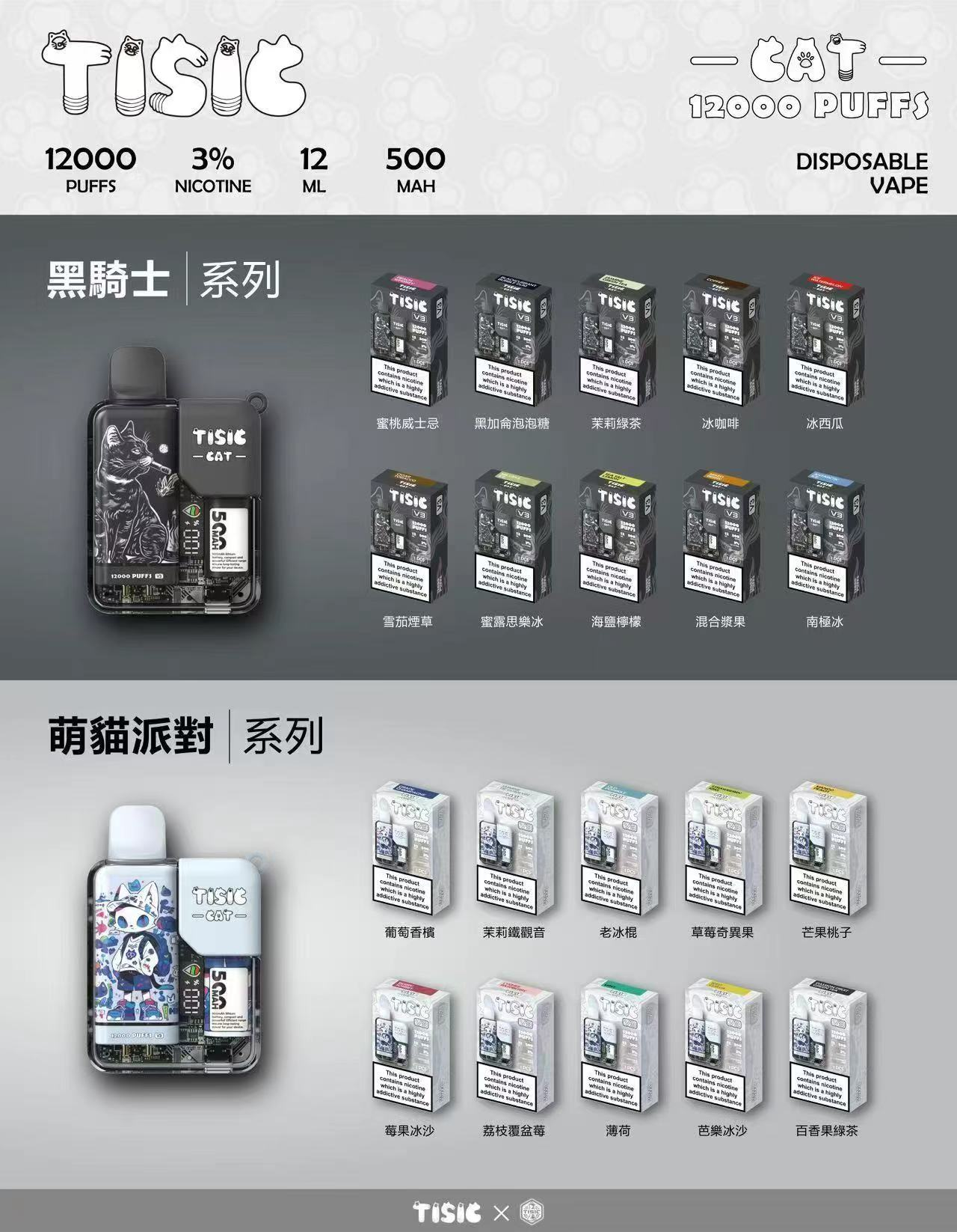 【酷帥 vs 軟萌】TISIC 12,000 口潮流主機 黑騎士個性設計 & 貓派對療癒風格雙選 12ml 純淨大容量、高效防漏不浪費 買 10 送 1 震撼回饋!台灣現貨:圖片 2